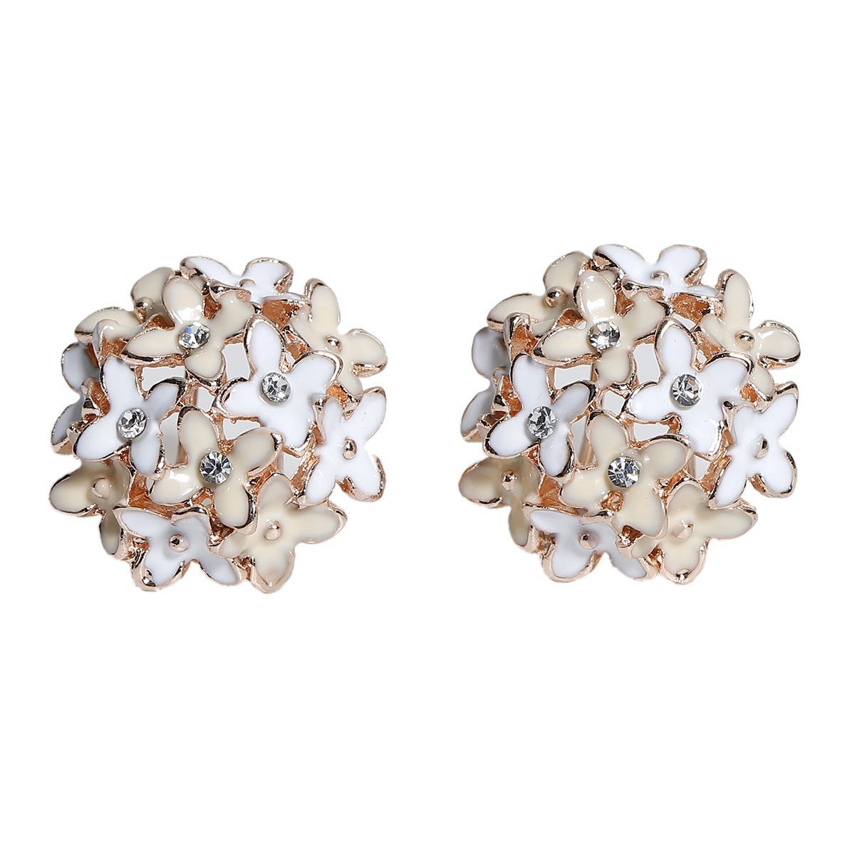 White & Light Beige Flower Earring - My Custom Tee Party