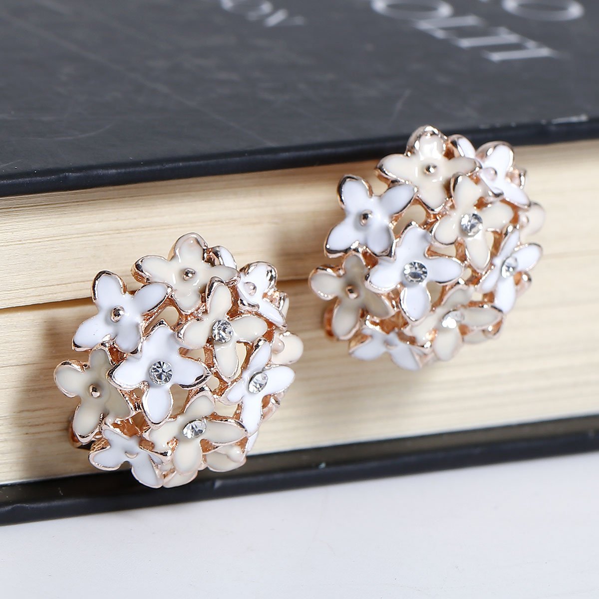 White & Light Beige Flower Earring - My Custom Tee Party