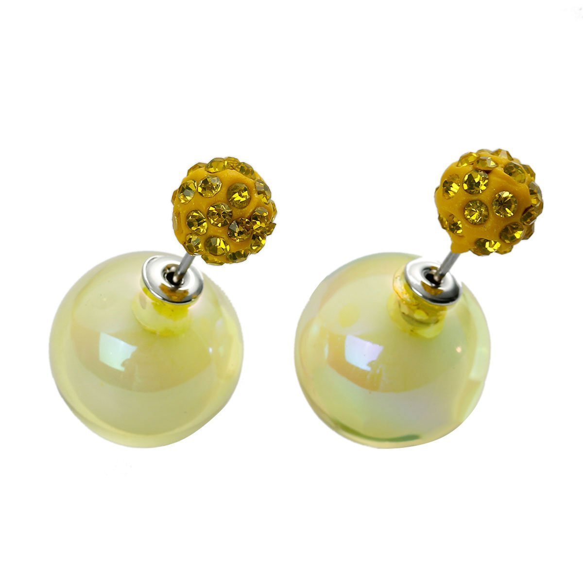 Yellow Rhinestone Orb Earrings - My Custom Tee Party